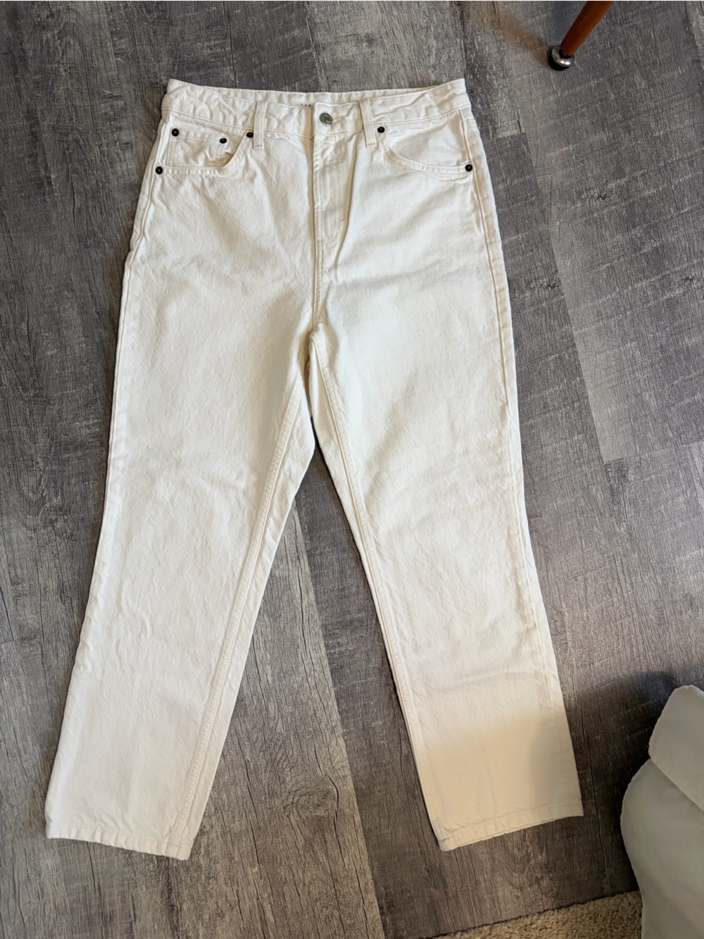 Topshop Off-White Straight Leg Jeans